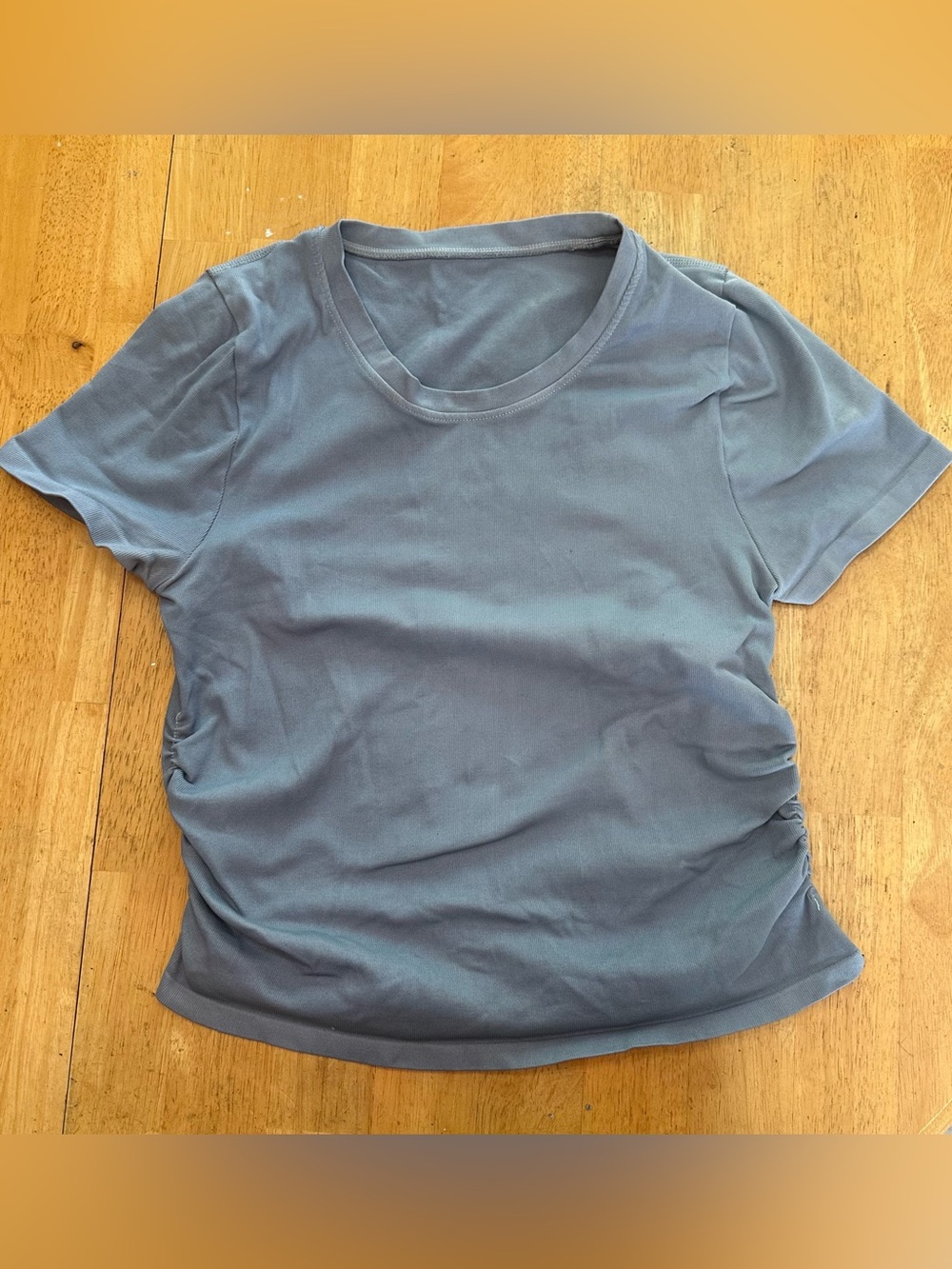 Amazon Women's Short Sleeve Ruched Side Tee - Slate Blue